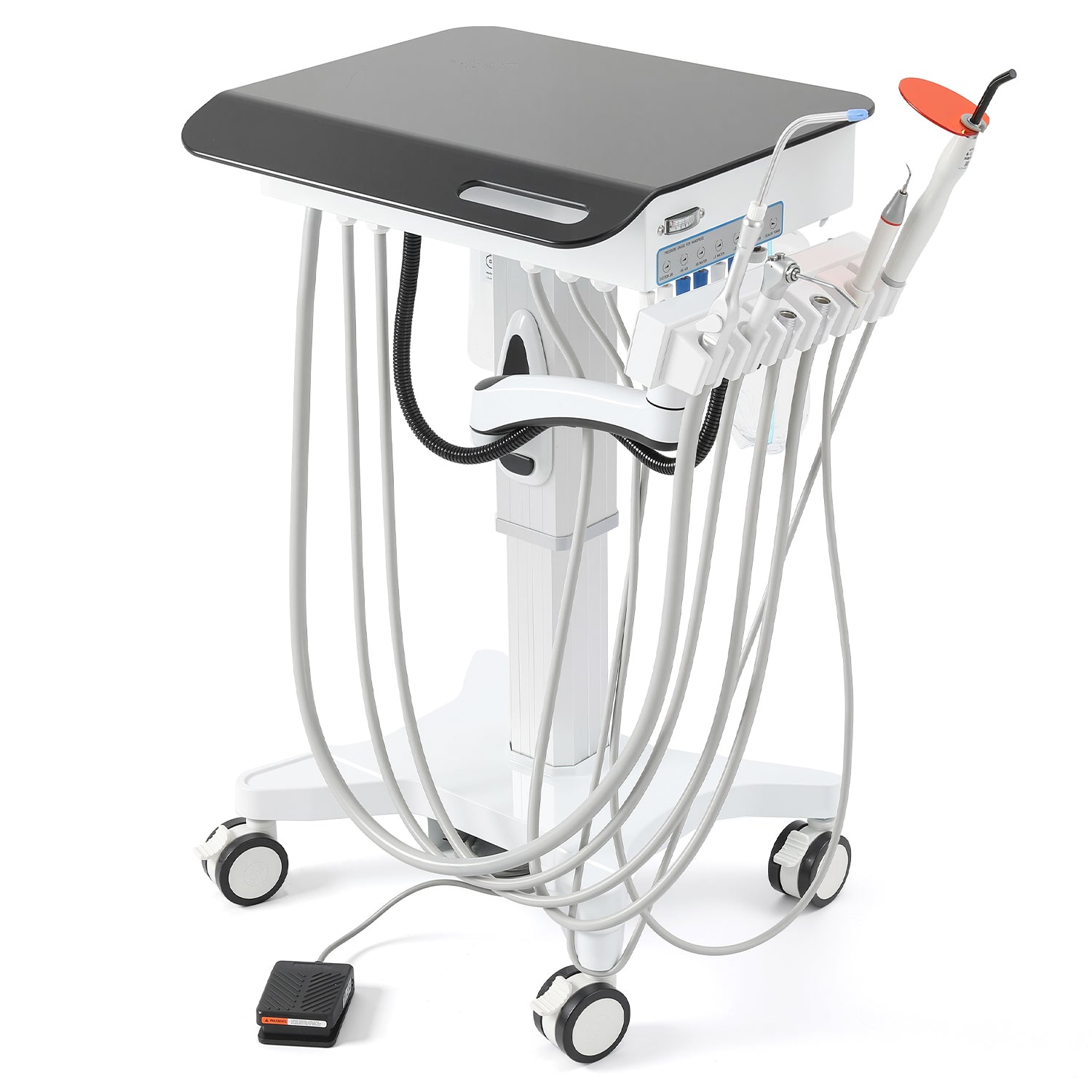 Portable Dental Mobile Delivery Cart Unit 4 Hole with Curing Light and Scaler Handpiece - azdentall.com