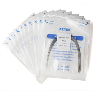 10 Packs AZDENT Archwire Stainless Steel Oval Form Rectangular 0.018 x 0.022 Lower 10pcs/Pack - azdentall.com
