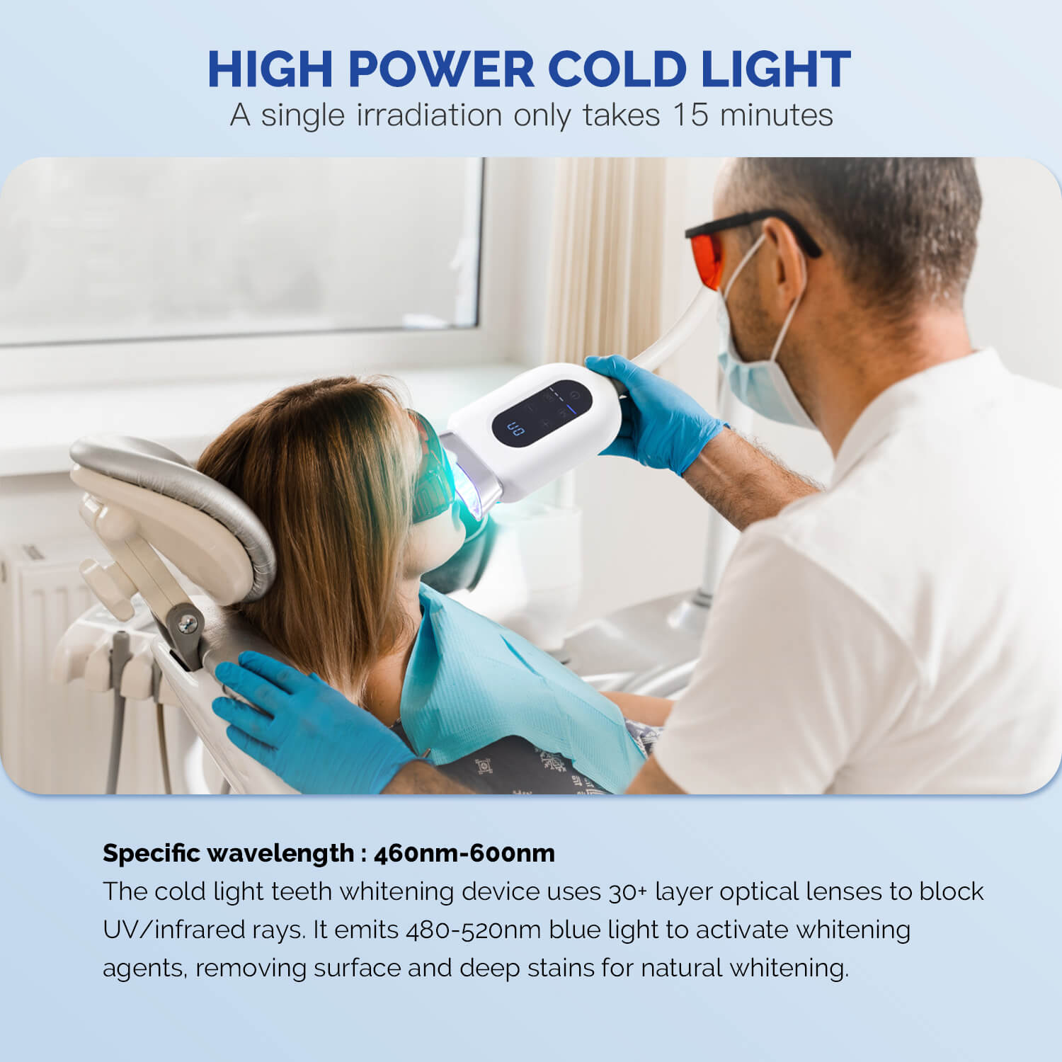Dental Portable 3-Color Cold Light LED Teeth Whitening Machine BM01F Floor Stand Model - azdentall.com