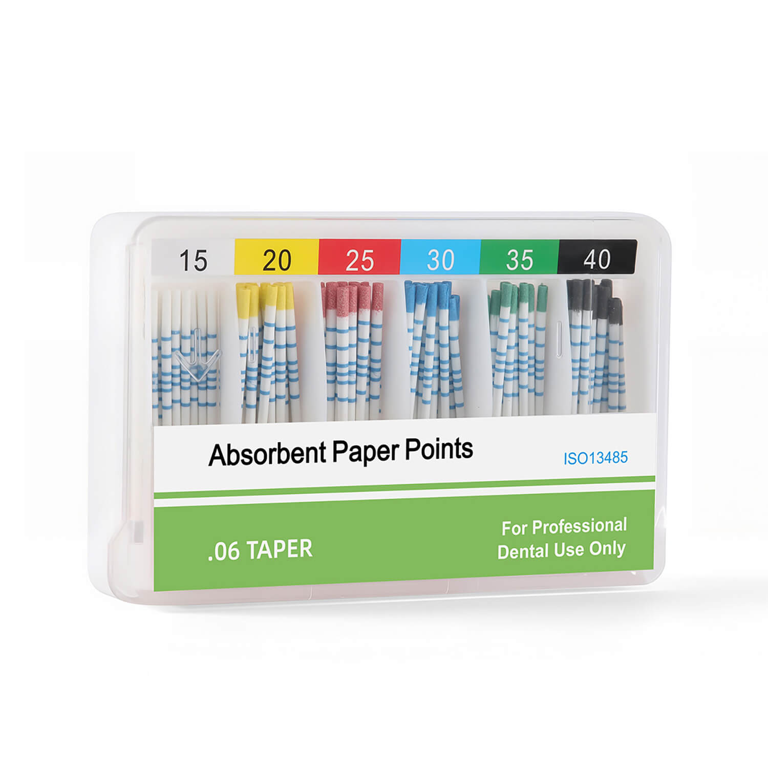 Absorbent Paper Points with Scale 15-40# Taper Size 0.06 Color Coded 100pcs/Box - azdentall.com