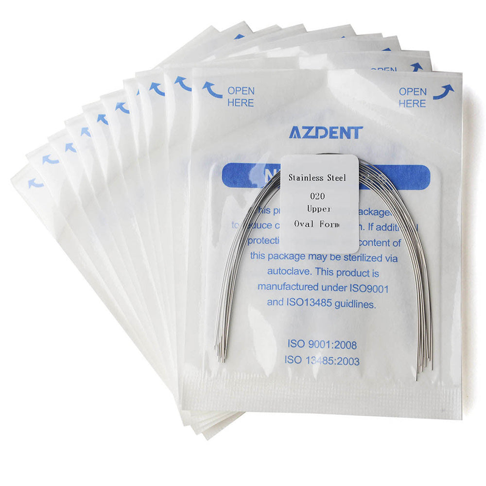 10 Packs AZDENT Archwire Stainless Steel Oval Form Round 0.020 Upper 10pcs/Pack - azdentall.com