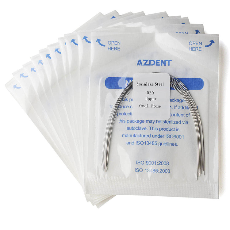 10 Packs AZDENT Archwire Stainless Steel Oval Form Round 0.020 Upper 10pcs/Pack - azdentall.com