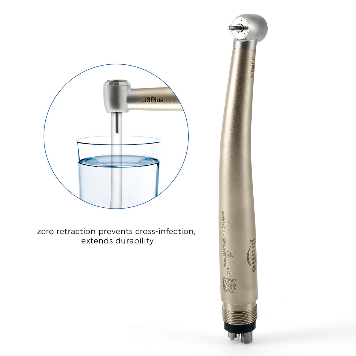 Jinme J3 Plus-SU High Speed Air Turbine Handpiece Standard Head 3 Port Spray 4 Hole - azdentall.com