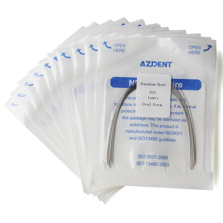 10 Packs AZDENT Archwire Stainless Steel Oval Form Round 0.016 Lower 10pcs/Pack - azdentall.com