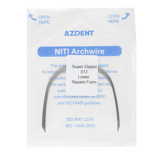 AZDENT Dental Orthodontic Archwire NiTi Super Elastic Square Form Round 0.012 Lower 10pcs/Pack - azdentall.com