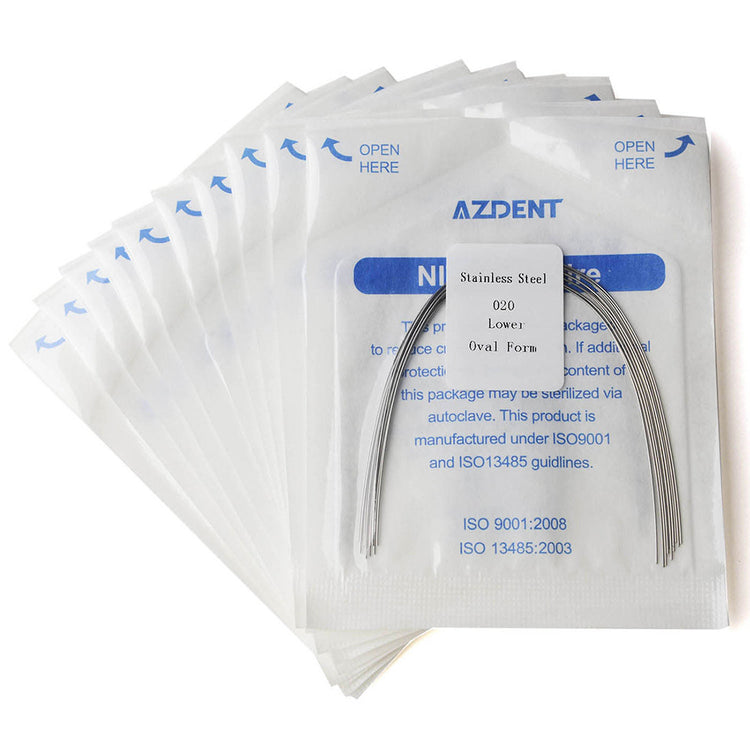 10 Packs AZDENT Archwire Stainless Steel Oval Form Round 0.020 Lower 10pcs/Pack - azdentall.com