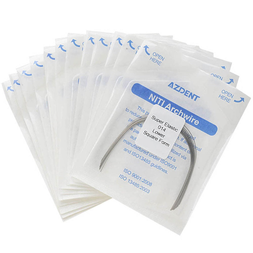 AZDENT Dental Orthodontic Archwire NiTi Super Elastic Square Form Round 0.014 Lower 10pcs/Pack - azdentall.com