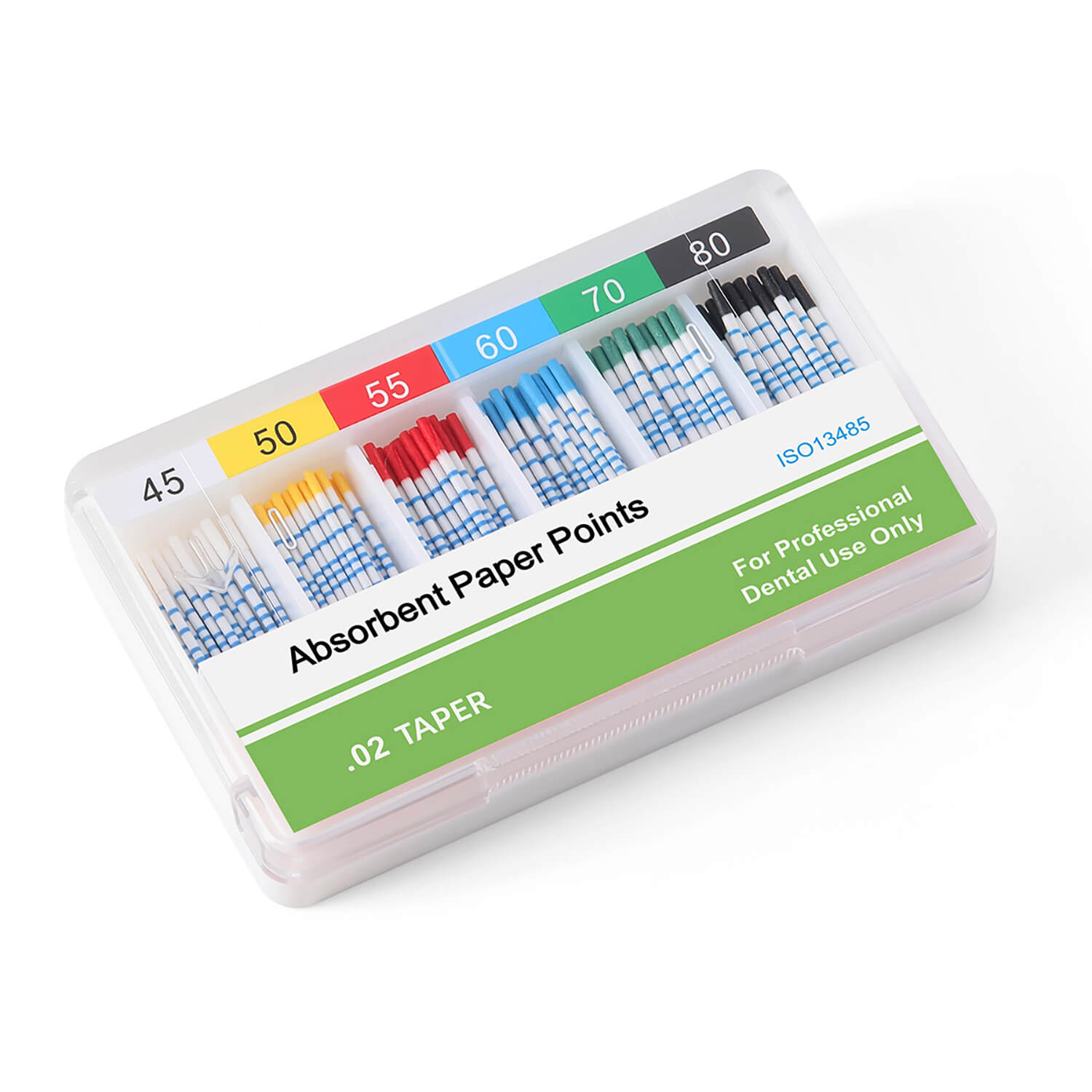 Absorbent Paper Points with Scale 45-80# Taper Size 0.02 Color Coded 200pcs/Box - azdentall.com
