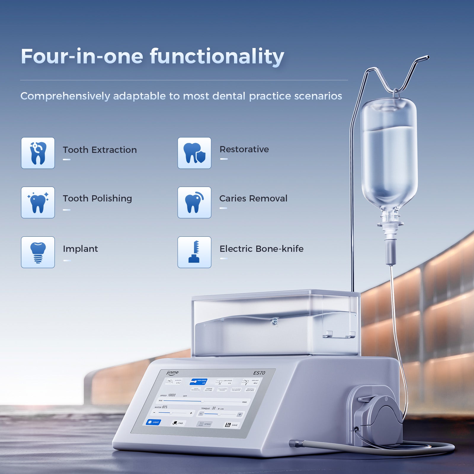 Jinme Dental Surgical System Equipping with 4 Contra Angle Electric Handpieces ES70 - azdentall.com