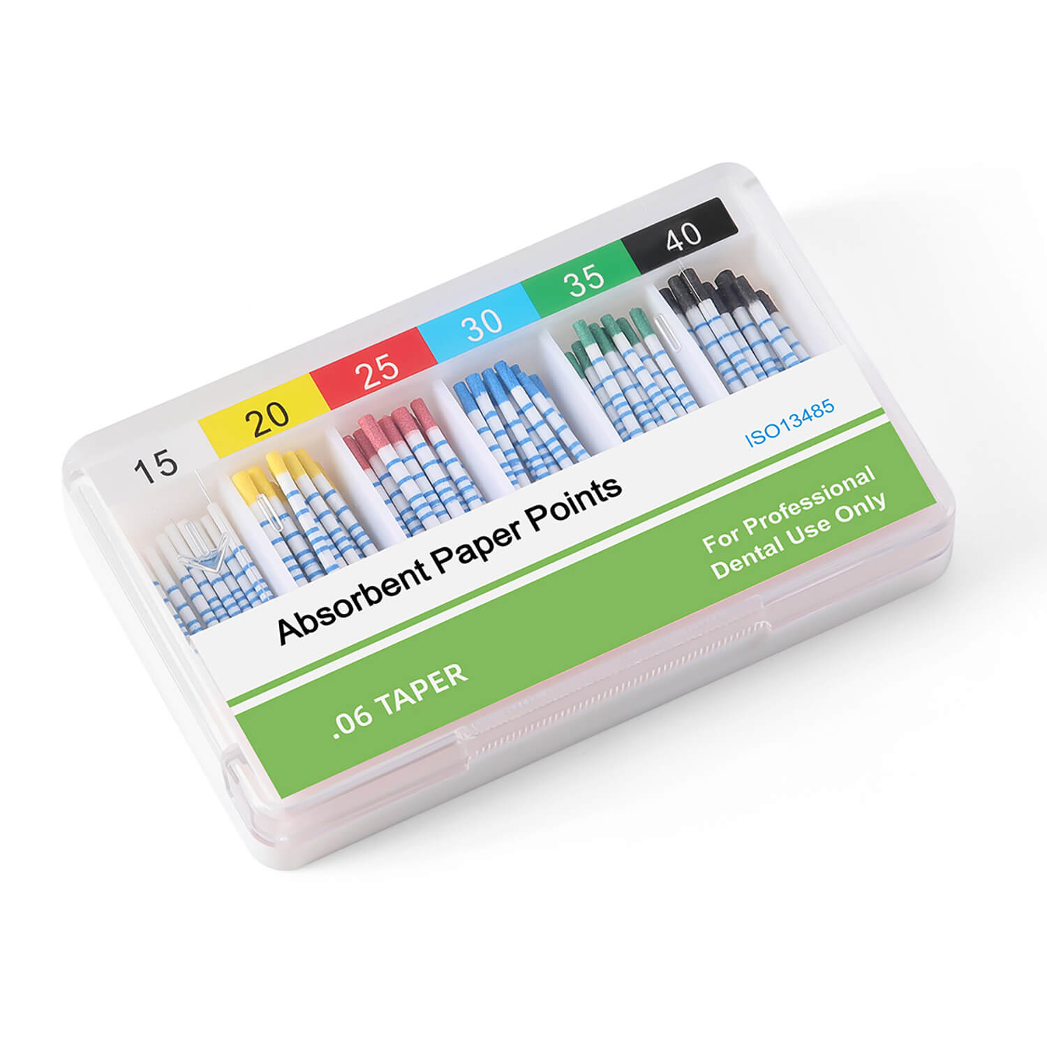 Absorbent Paper Points with Scale 15-40# Taper Size 0.06 Color Coded 100pcs/Box - azdentall.com