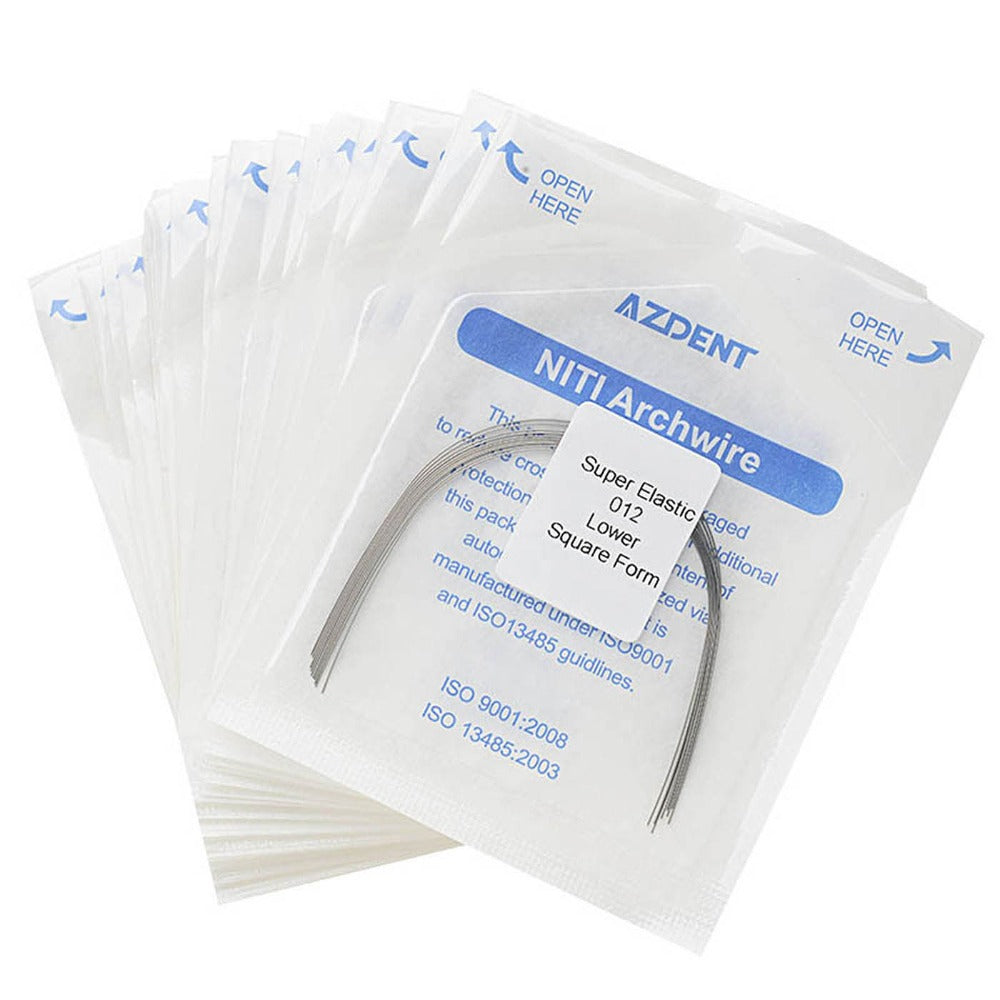 AZDENT Dental Orthodontic Archwire NiTi Super Elastic Square Form Round 0.012 Lower 10pcs/Pack - azdentall.com