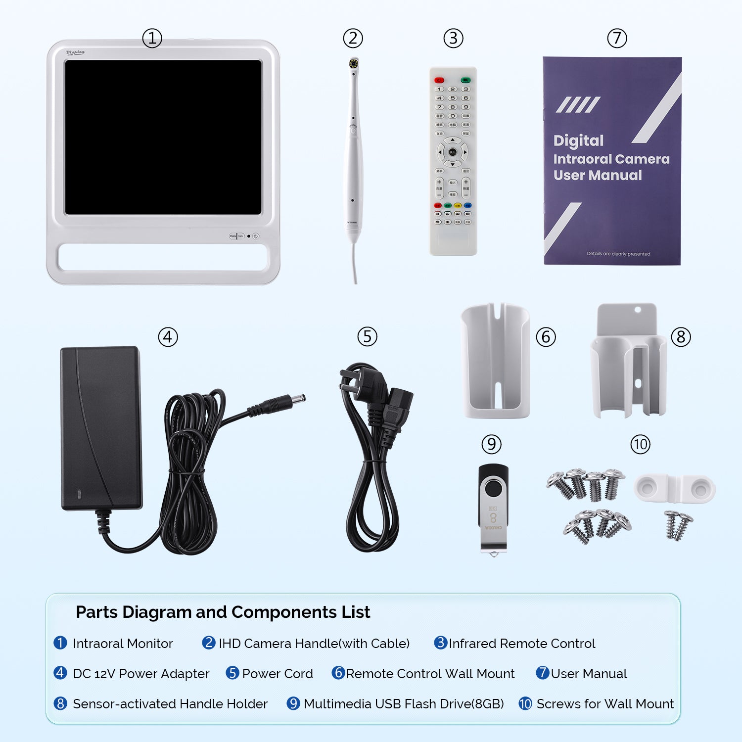 Dental 17 Inch Monitor Intraoral Camera With Adjustable Stand Multiple AV Input Ports Wi-Fi QR Transfer Single/Quad Display - azdentall.com
