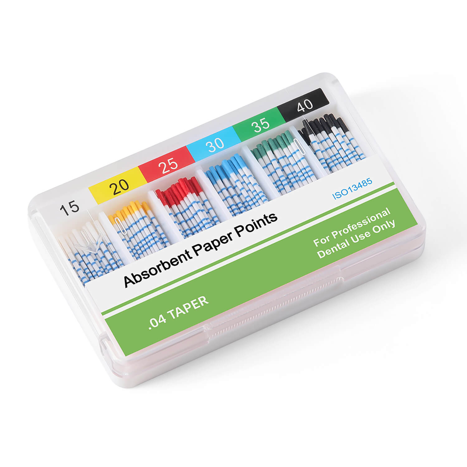 Absorbent Paper Points with Scale 15-40# Taper Size 0.04 Color Coded 100pcs/Box - azdentall.com