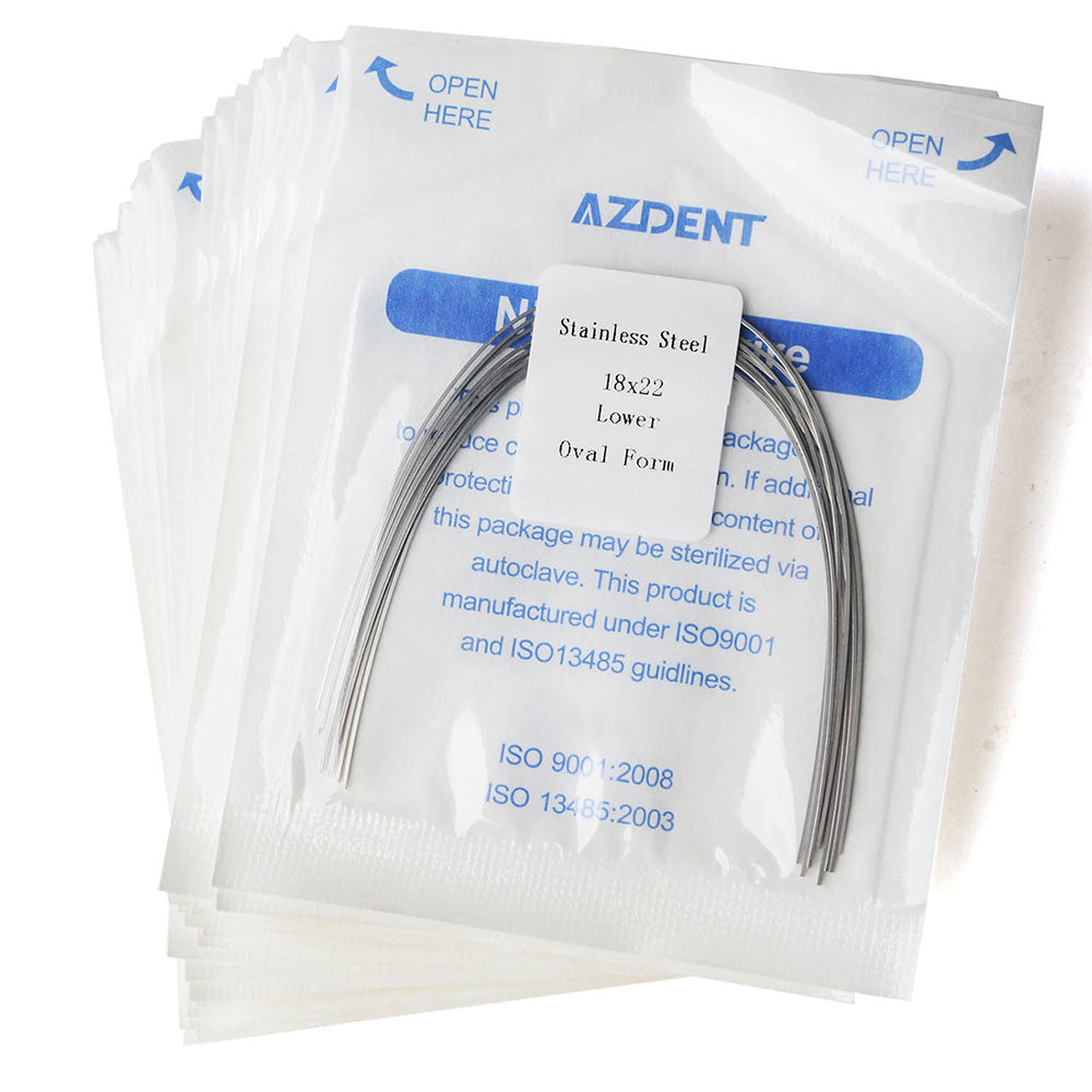 20 Packs AZDENT Archwire Stainless Steel Oval Form Rectangular 0.018 x 0.022 Lower 10pcs/Pack - azdentall.com