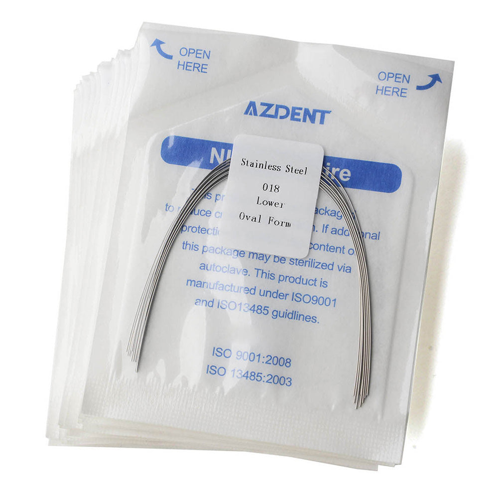 20 Packs AZDENT Archwire Stainless Steel Oval Form Round 0.018 Lower 10pcs/Pack - azdentall.com