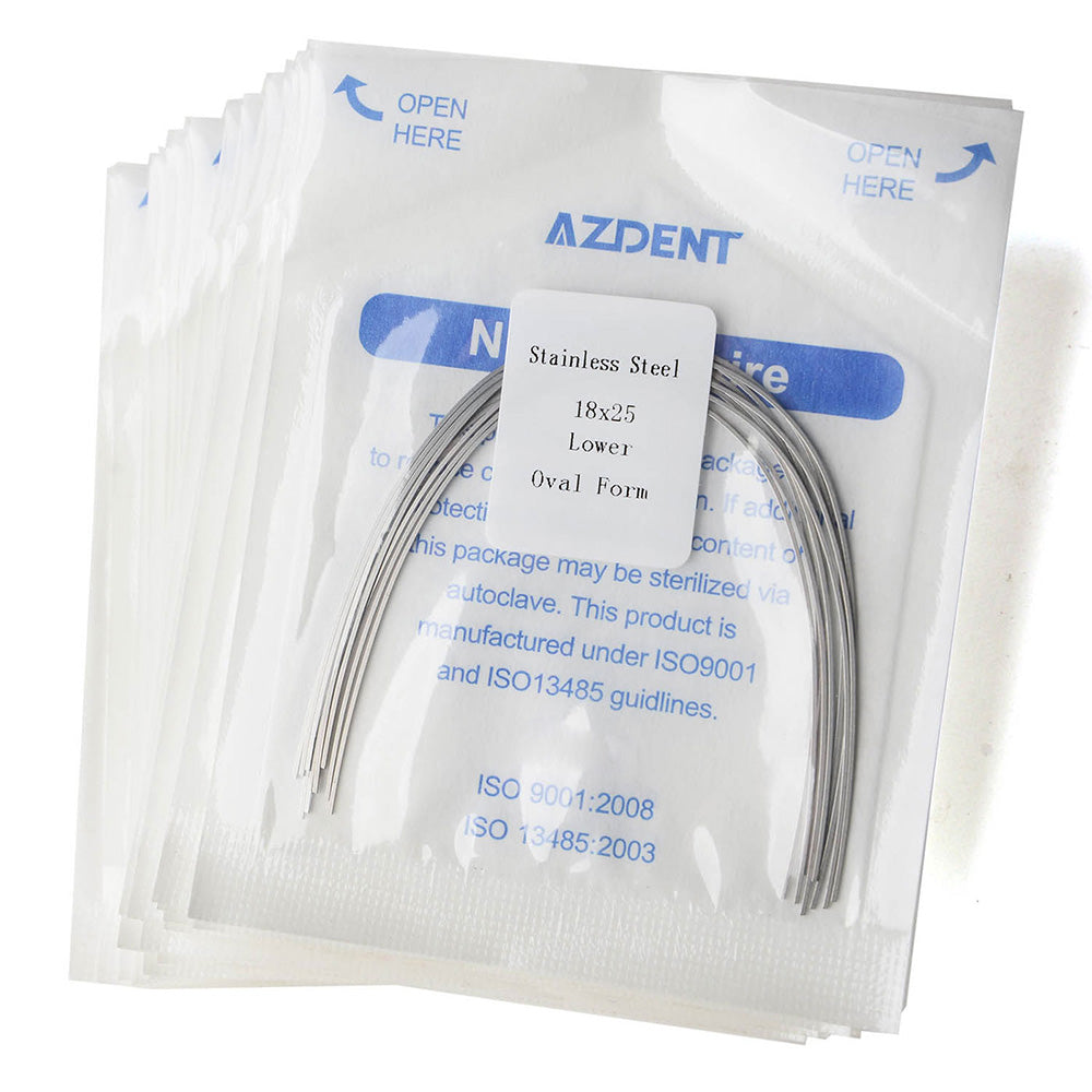 20 Packs AZDENT Archwire Stainless Steel Oval Form Rectangular 0.018 x 0.025 Lower 10pcs/Pack - azdentall.com