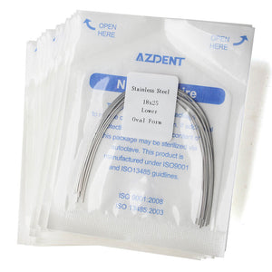 20 Packs AZDENT Archwire Stainless Steel Oval Form Rectangular 0.018 x 0.025 Lower 10pcs/Pack - azdentall.com
