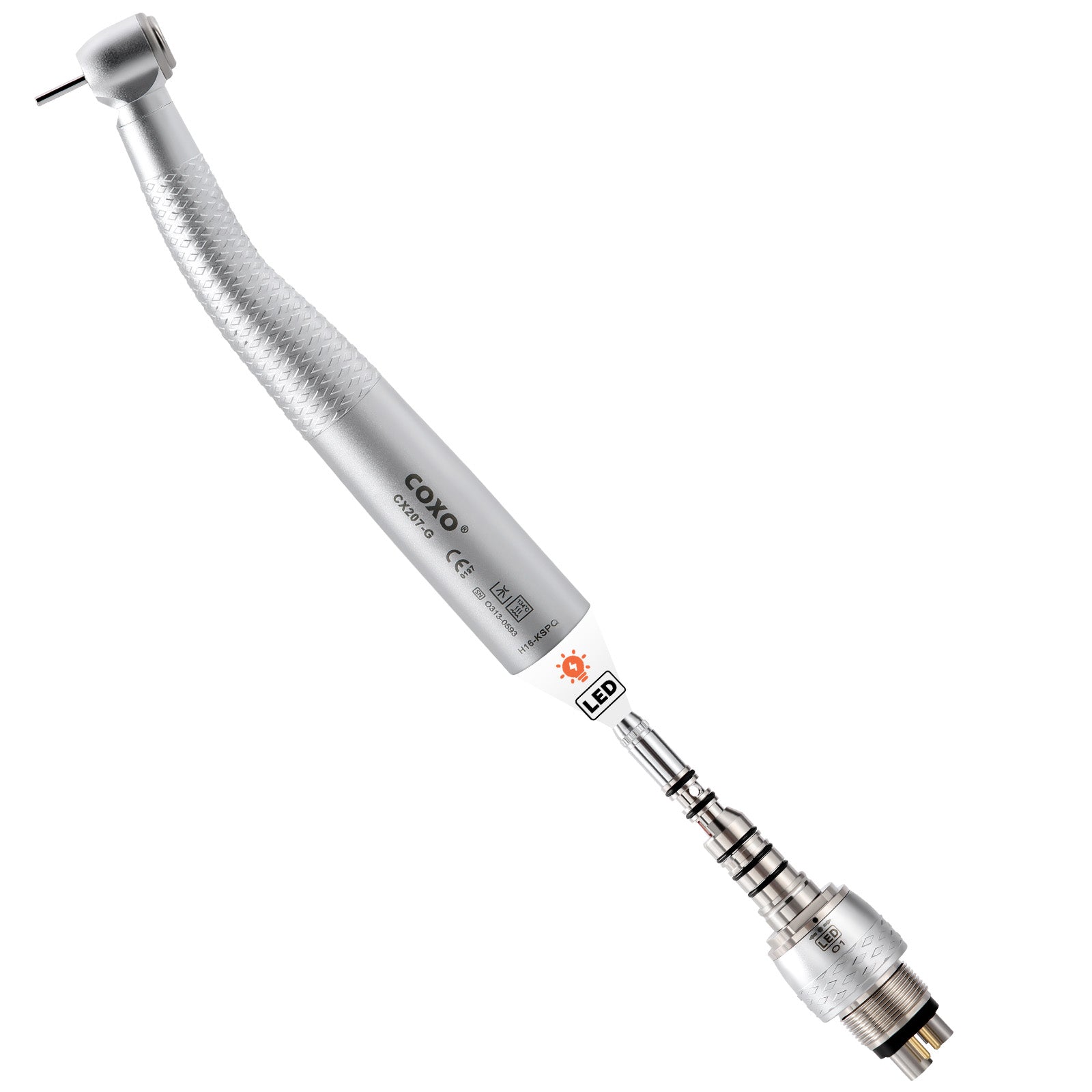 COXO Dental Fiber Optic High Speed Air Turbine Handpiece Standard Head H16-KSPQ & 6 Holes LED Quick Coupler CX229-GK - azdentall.com