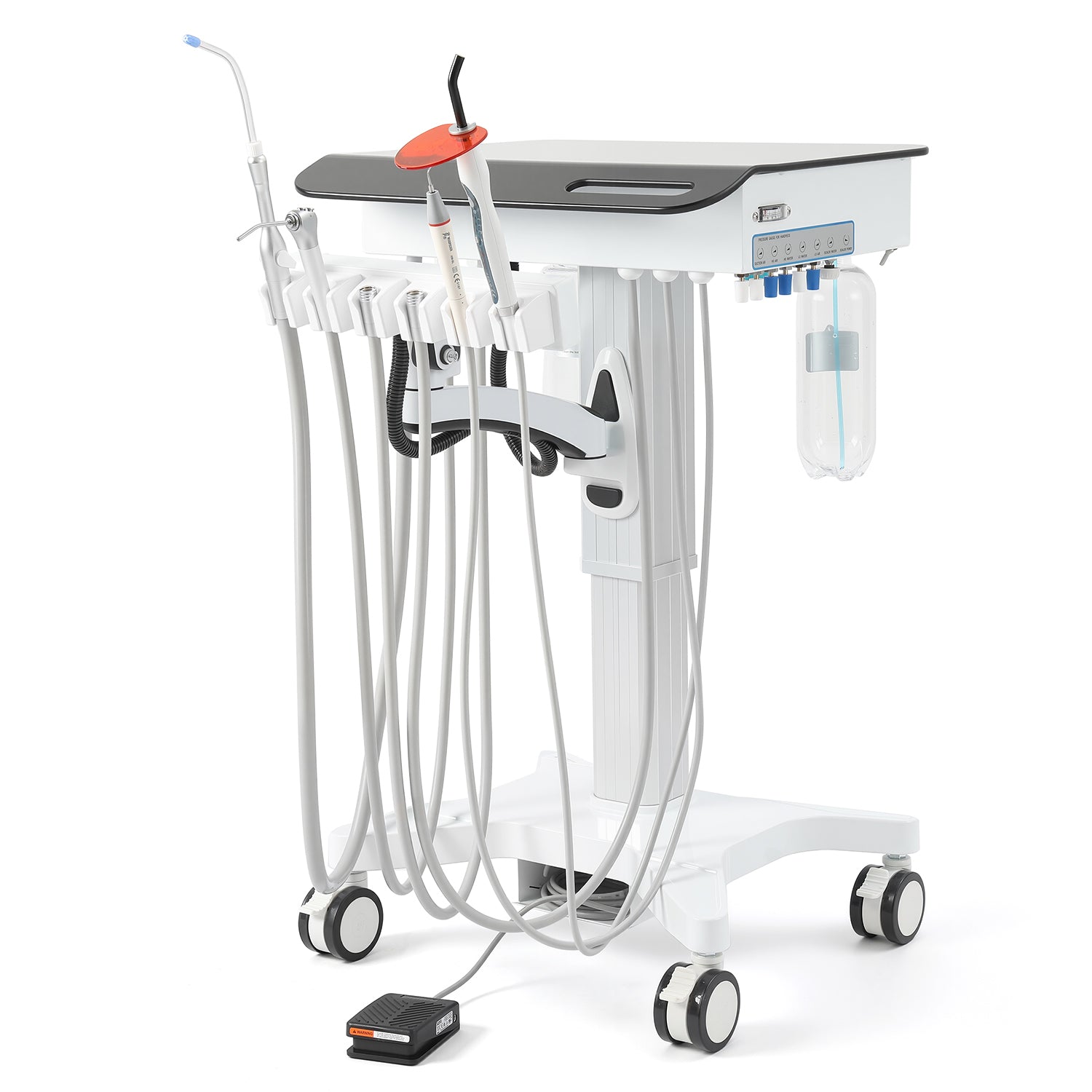 Portable Dental Mobile Delivery Cart Unit 4 Hole with Curing Light and Scaler Handpiece - azdentall.com