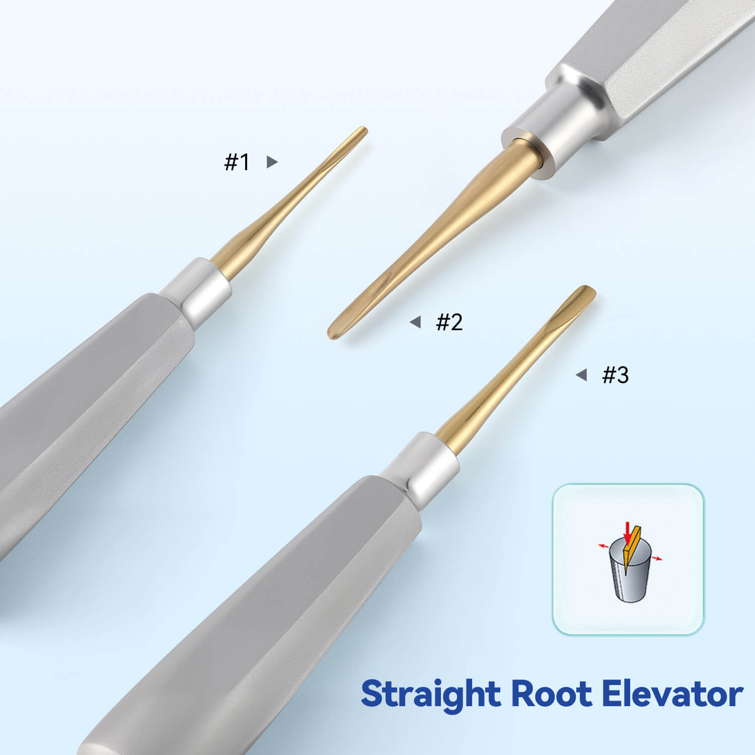 Dental Tooth Extracting Elevators Gold Tips