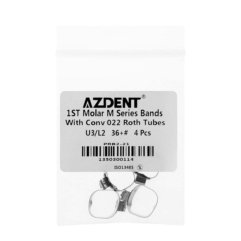 AZDENT Dental Orthodontic Buccal Tube Band 1st 36+# Roth .022 U3/L2 4pcs/Kit