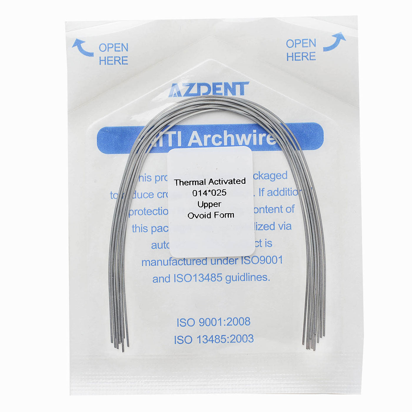 AZDENT Thermal Active NiTi Archwire Ovoid Form Rectangular 0.014 x 0.025 Upper 10pcs/Pack - azdentall.com