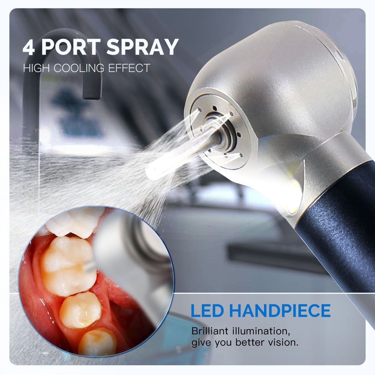 AZDENT Dental E-generator LED High Speed Handpiece with Quick Coupler 4 Holes - azdentall.com