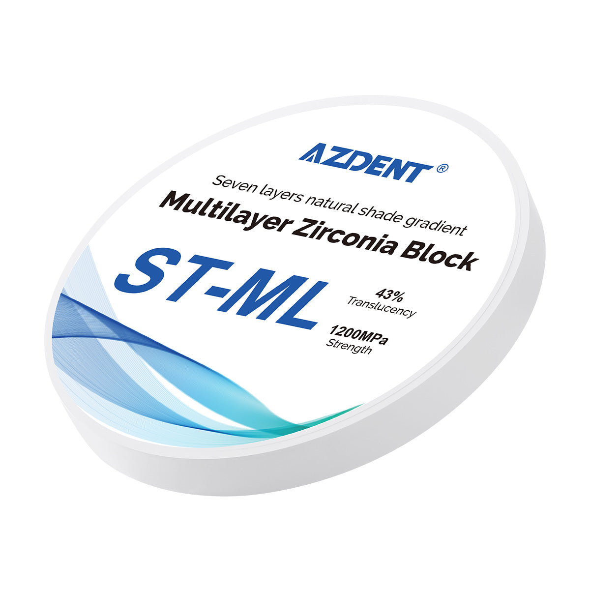 AZDENT Dental ST-ML Multilayer Zirconia Block Seven Layers Natural Shade Gradient 98mm - azdentall.com