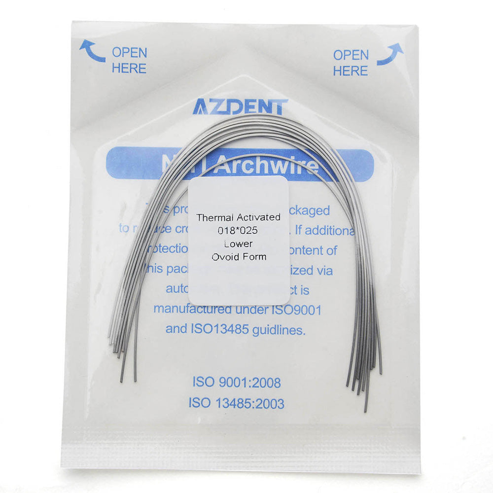 AZDENT Thermal Active NiTi Archwire Ovoid Form Rectangular 0.018 x 0.025 Lower 10pcs/Pack - azdentall.com