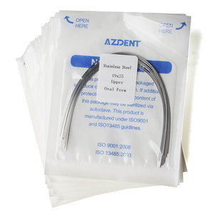 20 Packs AZDENT Archwire Stainless Steel Oval Form Rectangular 0.019 x 0.025 Upper 10pcs/Pack - azdentall.com
