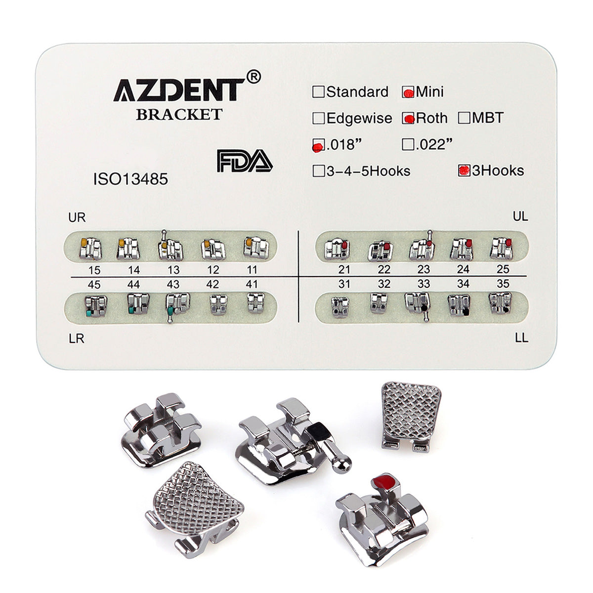 100 paquetes OC dentales de ortodoncia brackets metálico de las paréntesis MIM Mini Roth MBT 018 100 paquetes OC dentales de ortodoncia brackets metálico de las paréntesis MIM Mini Roth MBT 018