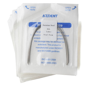 20 Packs AZDENT Archwire Stainless Steel Oval Form Round 0.016 Lower 10pcs/Pack - azdentall.com