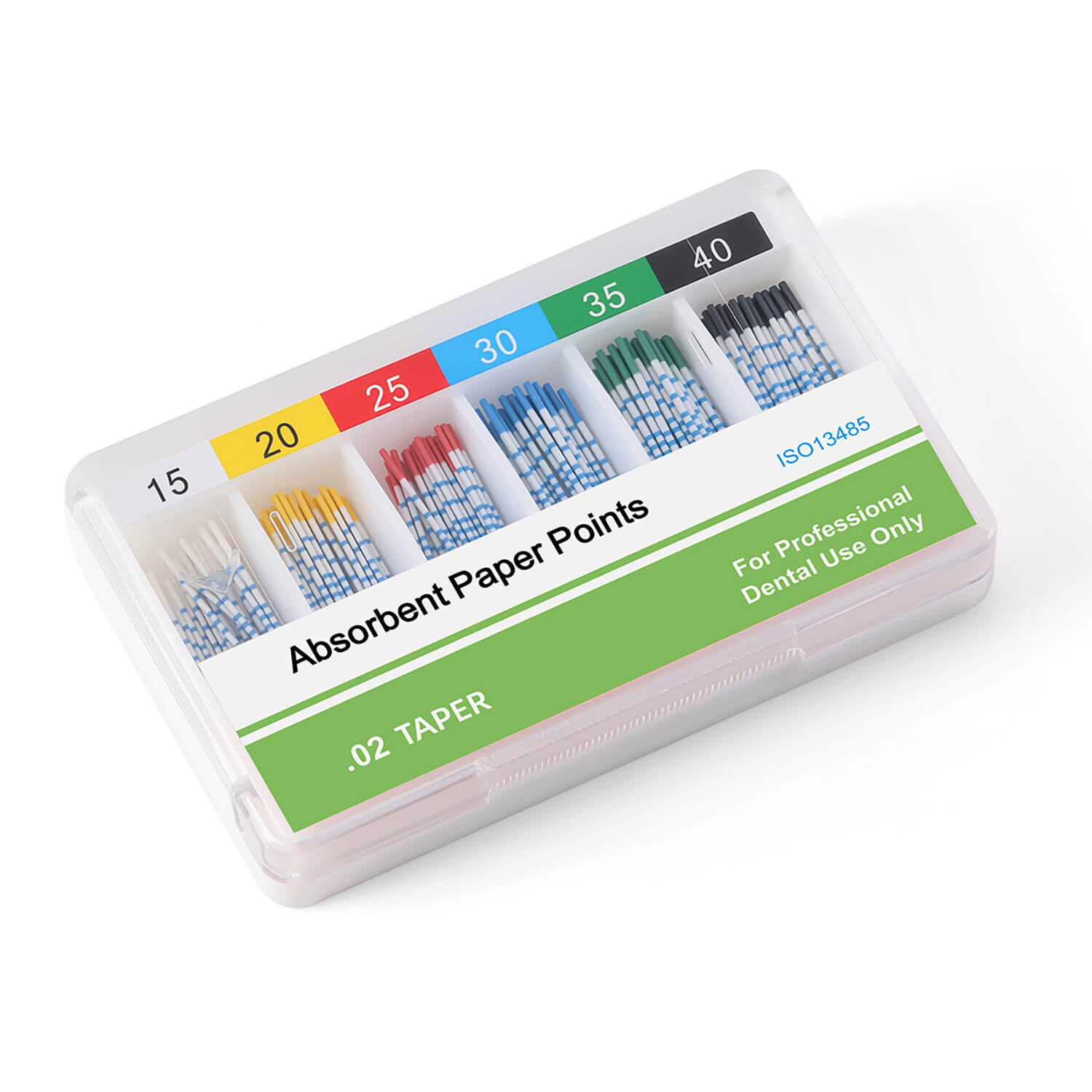 Absorbent Paper Points with Scale 15-40# Taper Size 0.02 Color Coded 200pcs/Box - azdentall.com