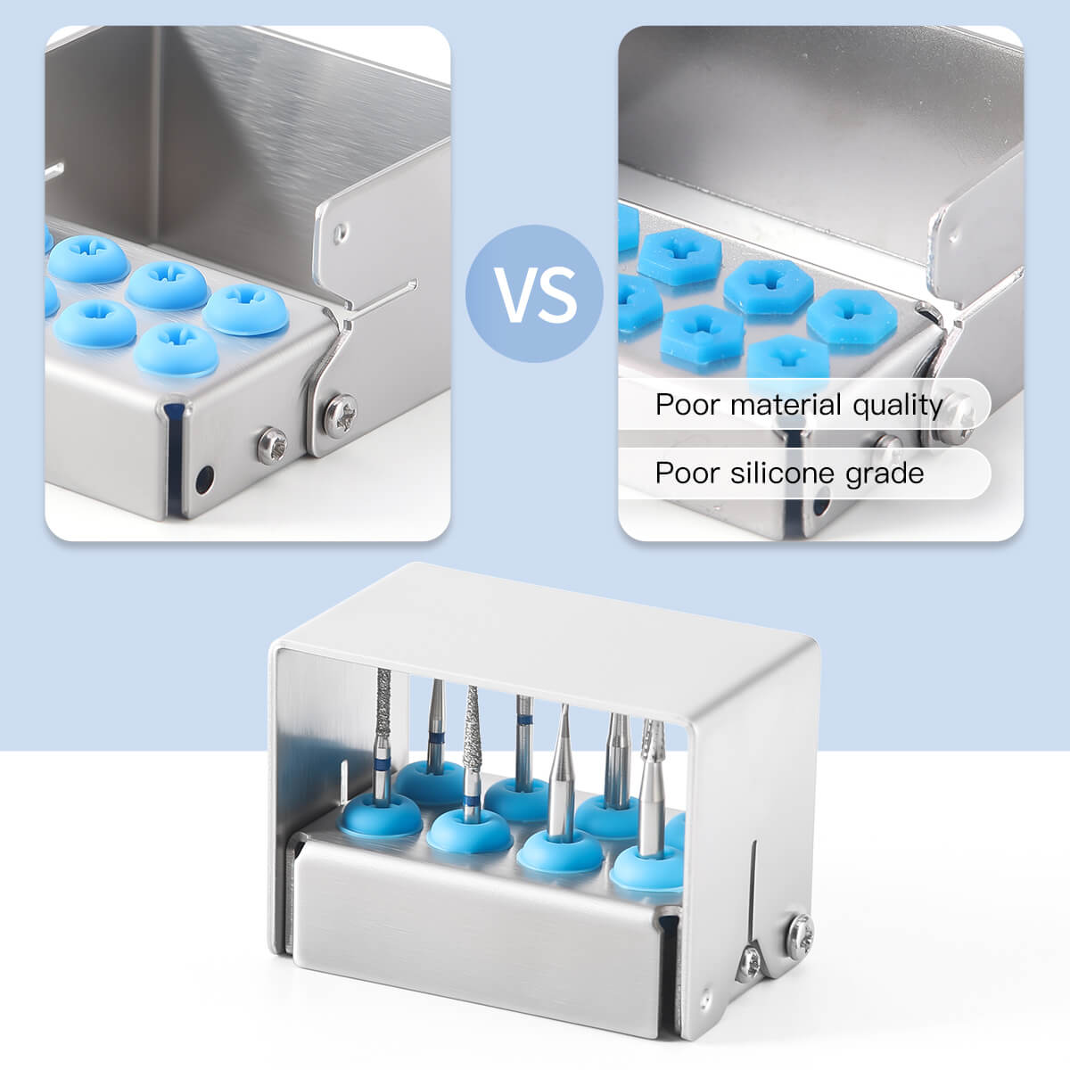 Dental Burs Holder Block Disinfection Box Stainless Steel 8 Holes - azdentall.com