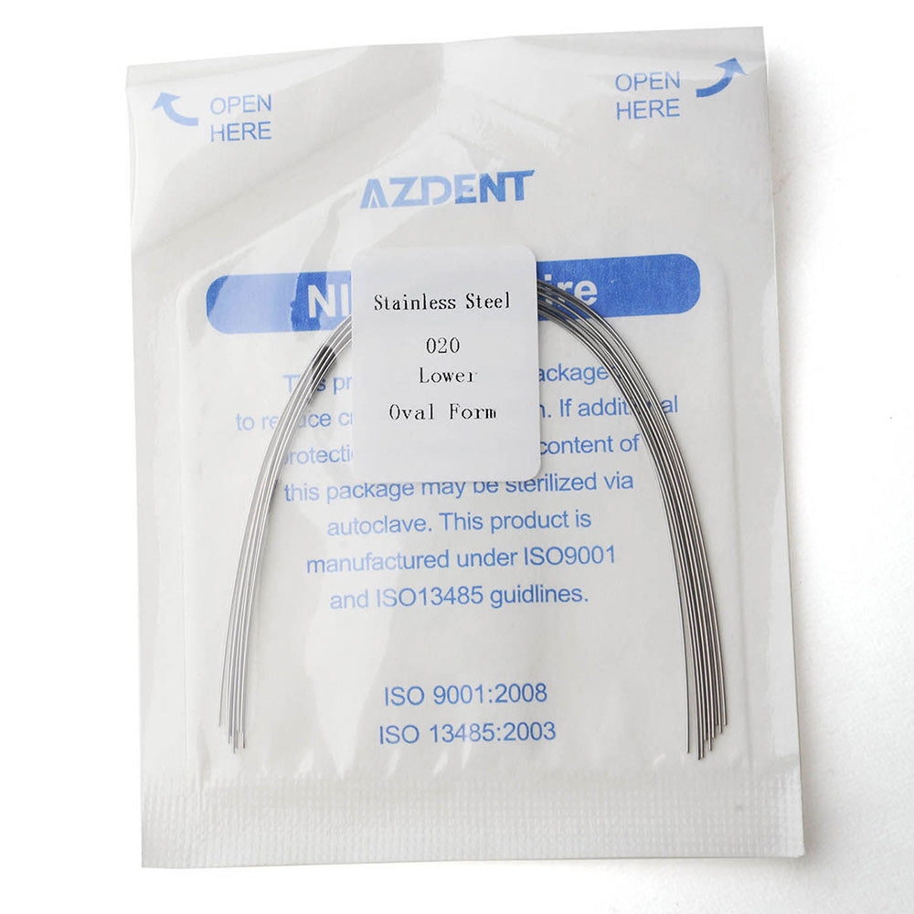AZDENT Archwire Stainless Steel Oval Form Round 0.020 Lower 10pcs/Pack - azdentall.com