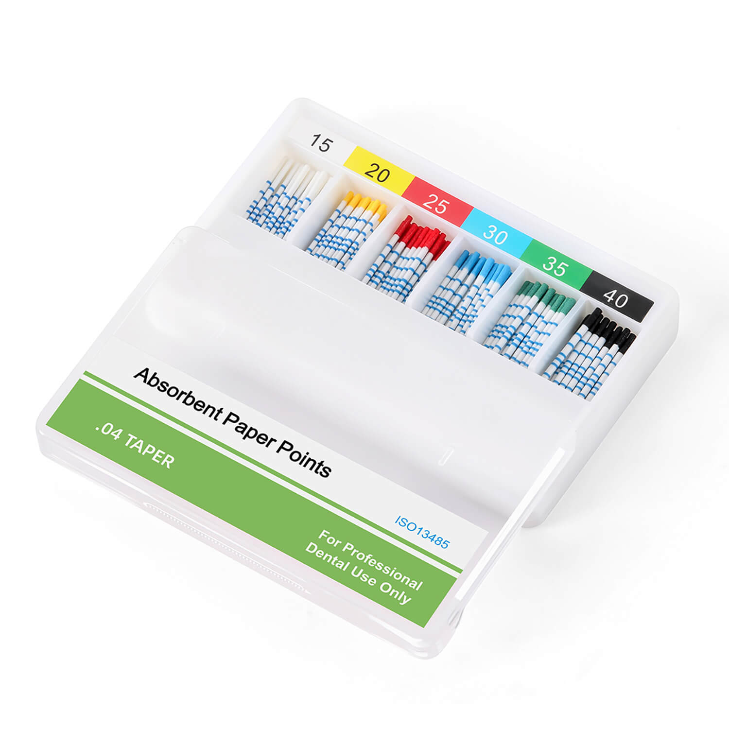 Absorbent Paper Points with Scale 15-40# Taper Size 0.04 Color Coded 100pcs/Box - azdentall.com