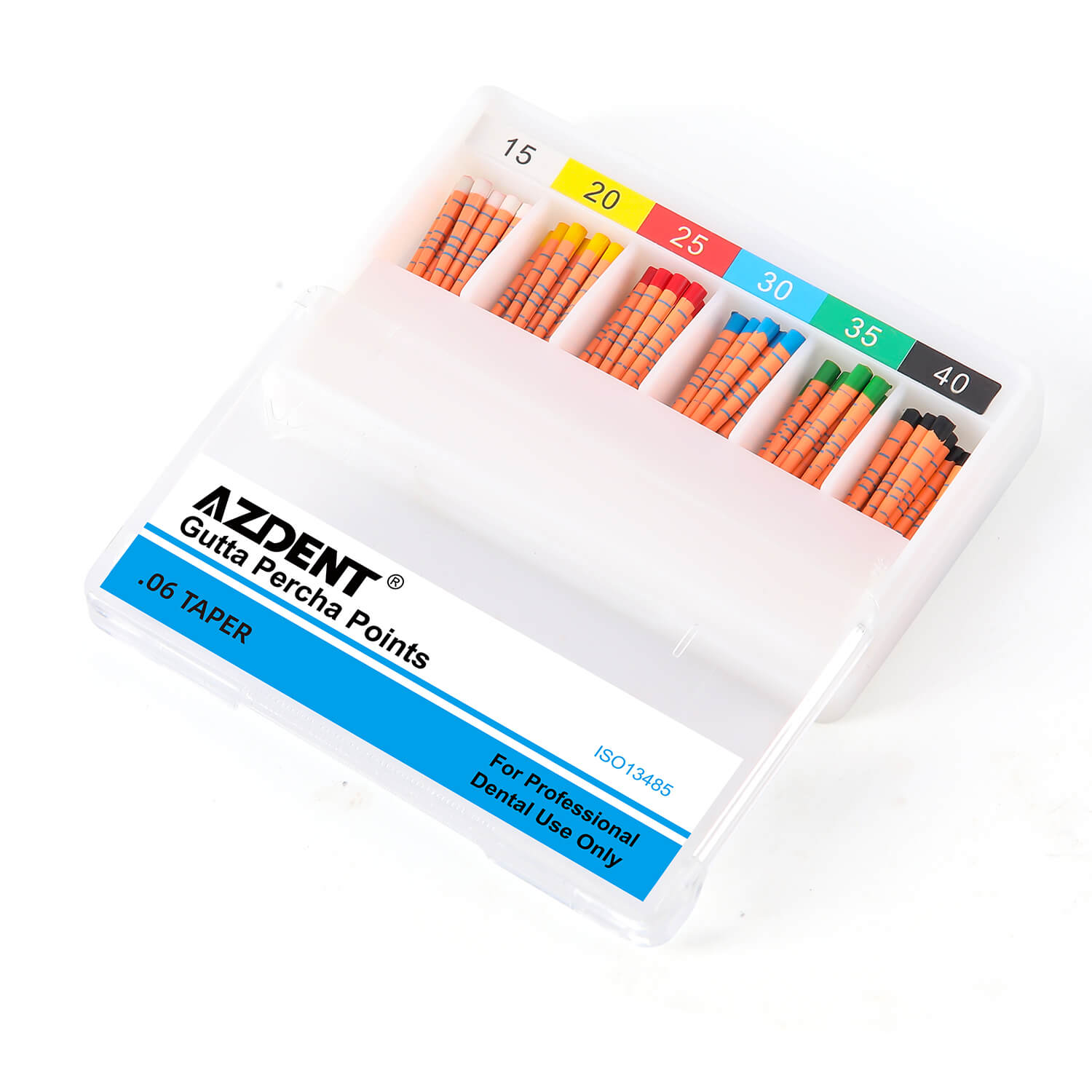 AZDENT Gutta Percha Points With Scale #15-40 Taper Size 0.06 Color Coded 60/Box - azdentall.com