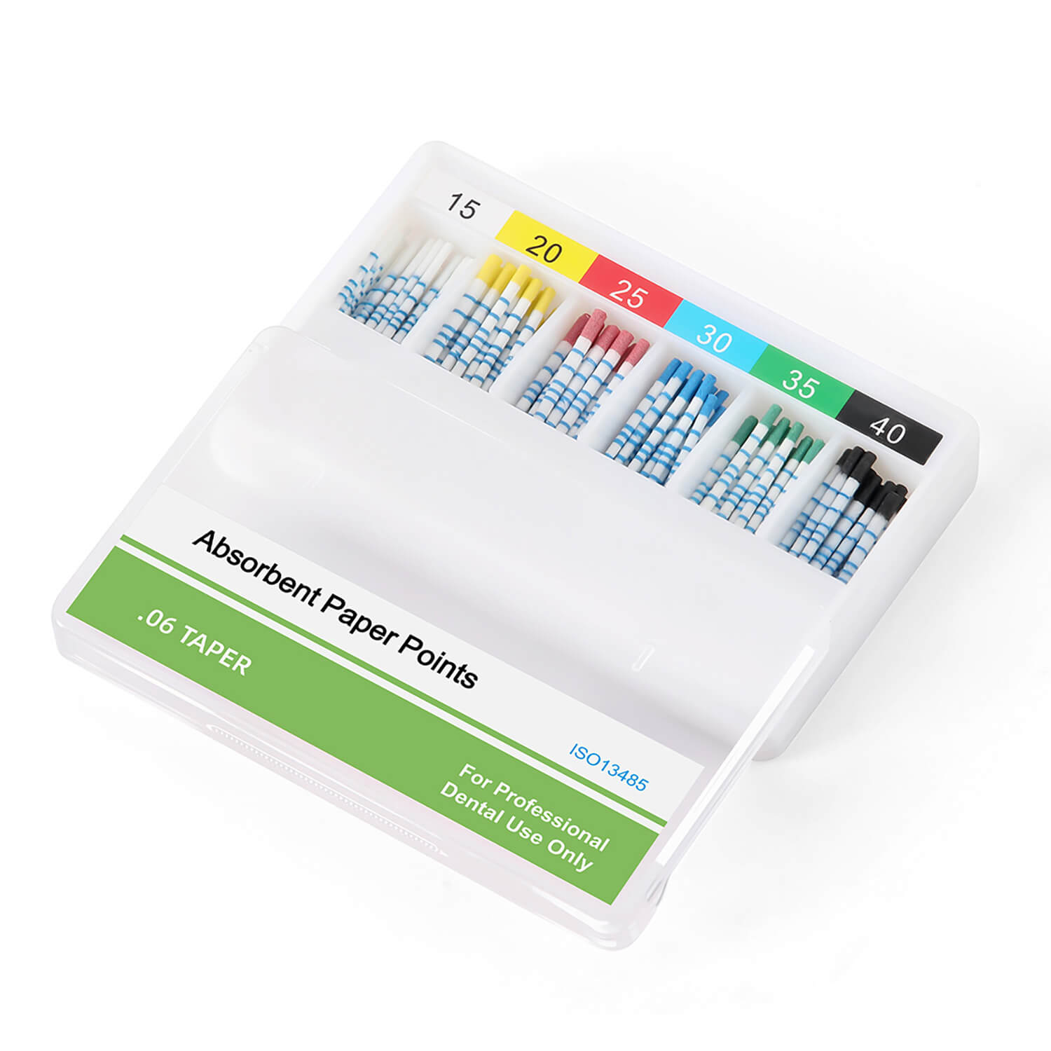 Absorbent Paper Points with Scale 15-40# Taper Size 0.06 Color Coded 100pcs/Box - azdentall.com
