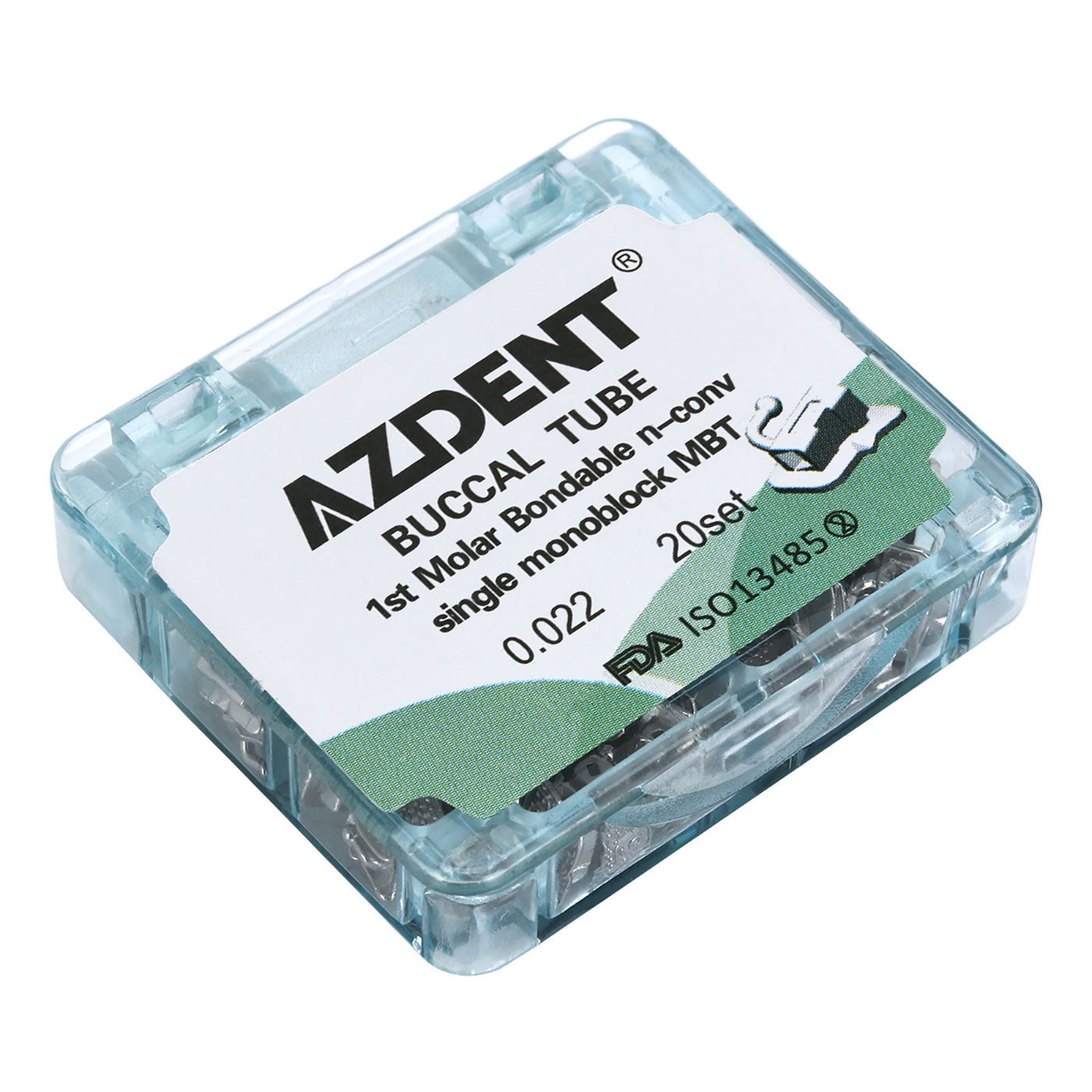 AZDENT Dental Orthodontic Buccal Tube 1st Molar Bondable Monoblock Non-convertible MBT 0.022 20Sets/Box - azdentall.com