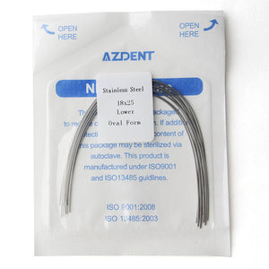 AZDENT Archwire Stainless Steel Rectangular Oval 0.018 x 0.025 Lower 10pcs/Pack - azdentall.com