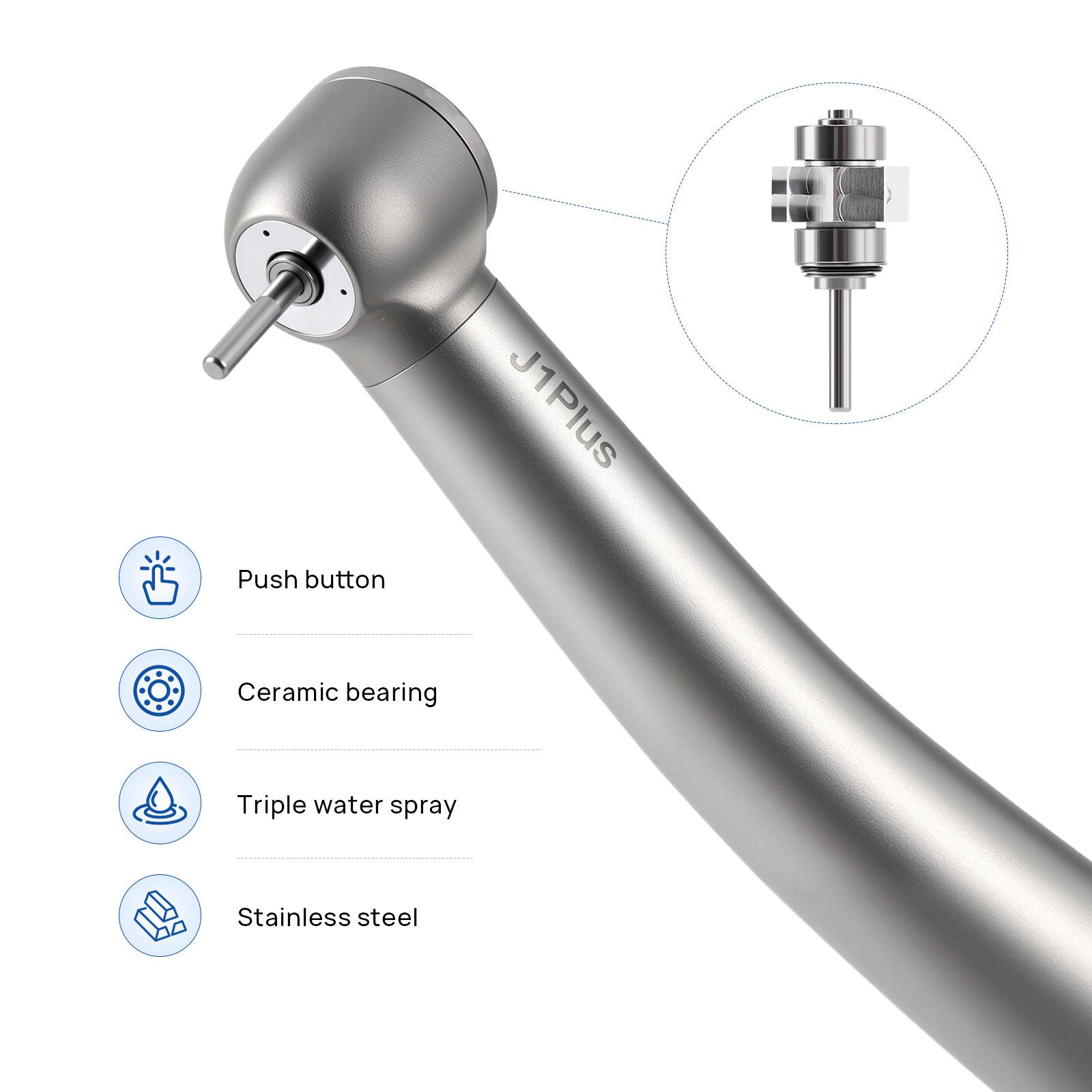 Jinme TU High Speed Air Turbine Handpiece Torque Head Stainless Steel 4 Hole - azdentall.com
