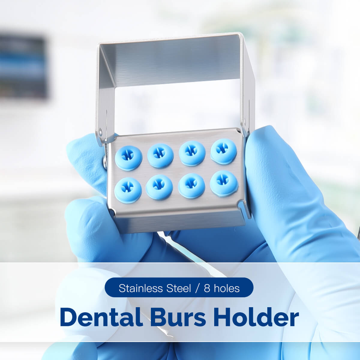 Dental Burs Holder Block Disinfection Box Stainless Steel 8 Holes - azdentall.com