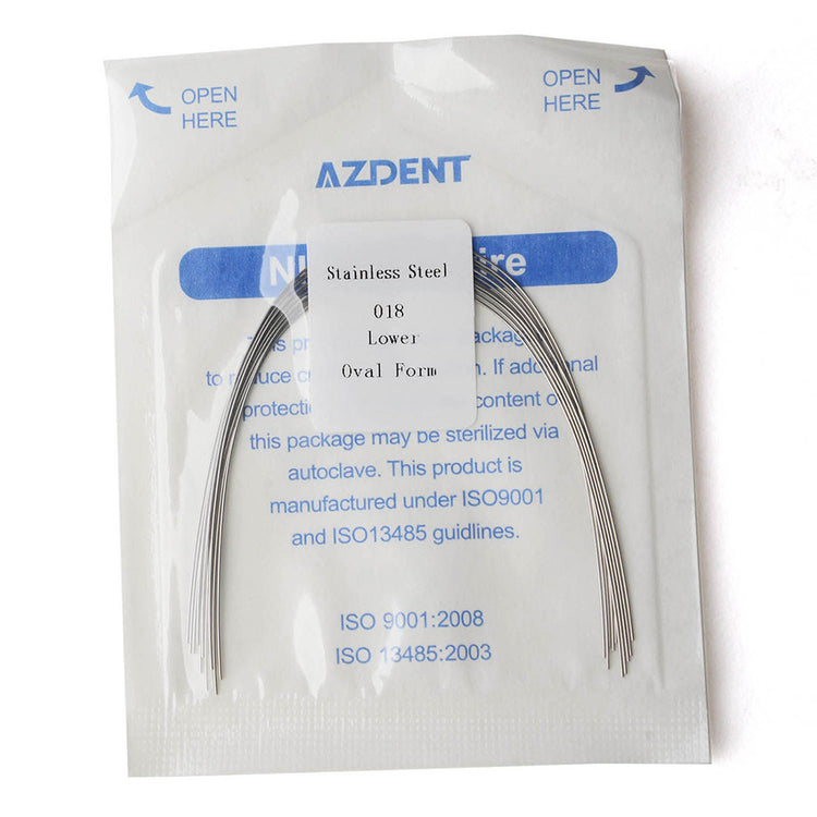 AZDENT Archwire Stainless Steel Round Oval 0.018 Lower 10 pcs/Pack - azdentall.com