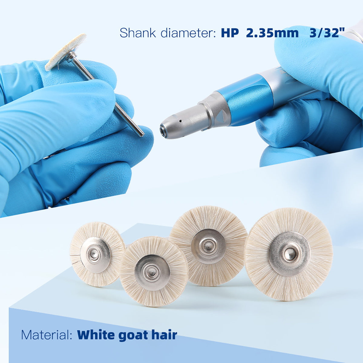 Dental Polishing Brush Wheel White Goat Hair 17mm/ 19mm/ 22mm/ 25mm 10pcs/Pack - azdentall.com