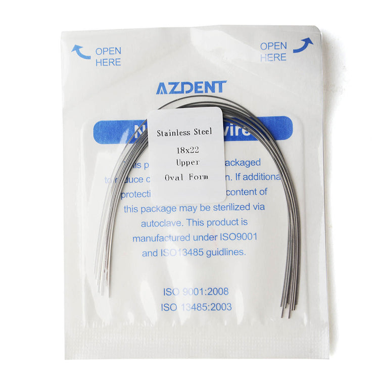 AZDENT Archwire Stainless Steel Rectangular Oval 0.018x 0.022 Upper 10pcs/Pack - azdentall.com