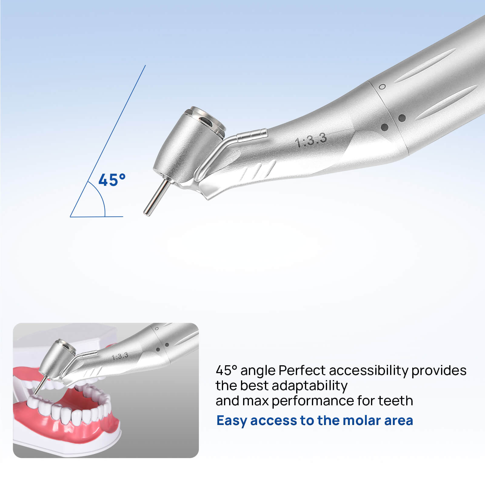 COXO 45 Degree LED Speed Increasing Electric Handpiece 1:3.3 Contra Angle with Generator Push Button CX235C7 #C7-7 - azdentall.com