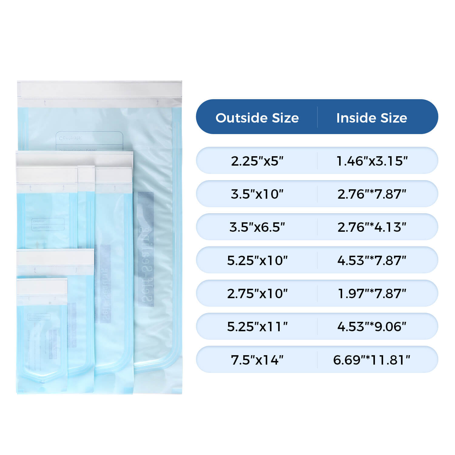 Dental Self-Sealing Sterilization Pouch 7 Sizes 200pcs/Box - azdentall.com