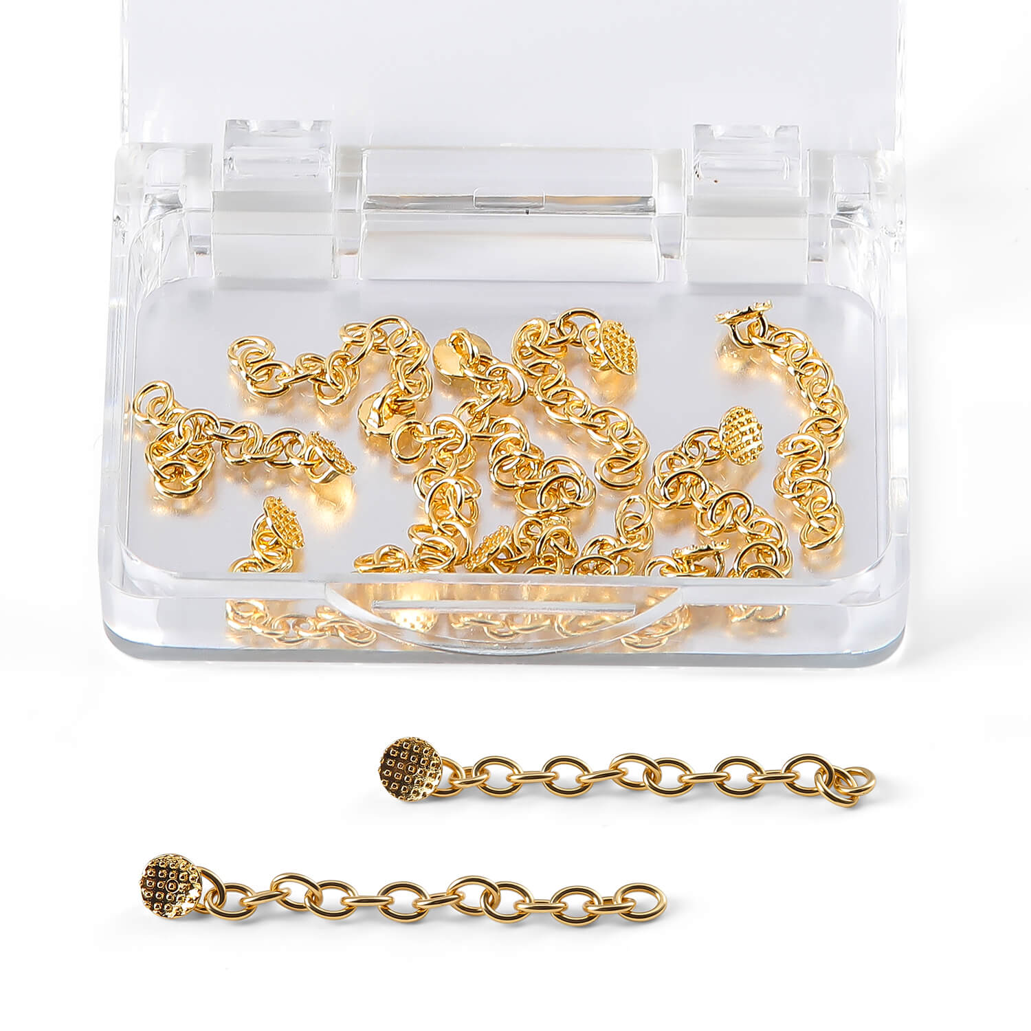 Dental Orthodontic Lingual Button Chain Gold Monoblock Round Mesh Base 10Pcs/Box  - azdentall.com