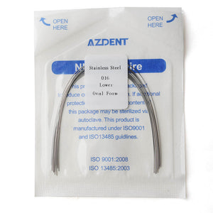 AZDENT Archwire Stainless Steel Round Oval 0.016 Lower 10 pcs/Pack - azdentall.com