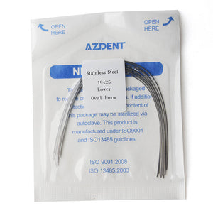  AZDENT Archwire Stainless Steel Rectangular Oval 0.019 x 0.025 Lower 10pcs/Pack - azdentall.com